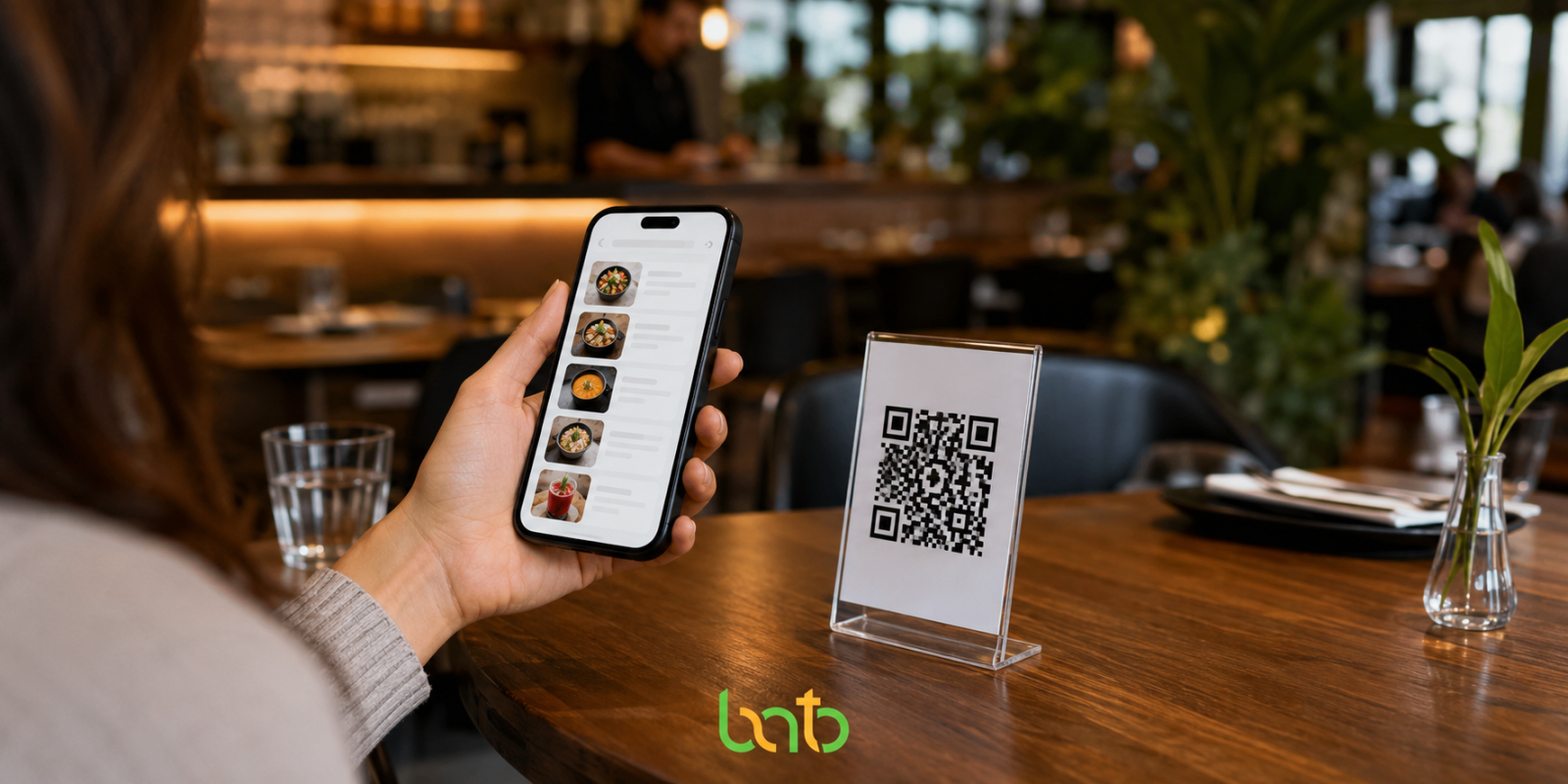 QR منو روی میز کافه یا رستوران