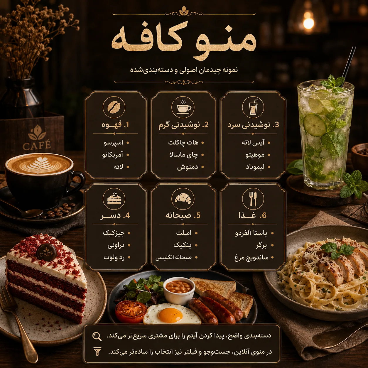 ساخت منو کافه